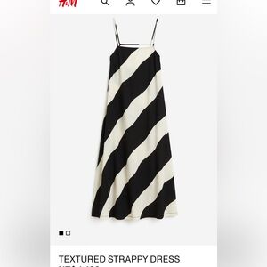H&M Black and Cream Striped Midi Dress